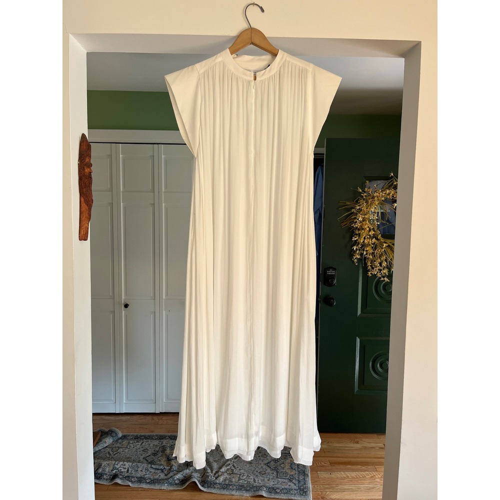 MSRP $168 Rebecca Minkoff Ivah Dress White Pleated Zip Front M Bridal Shower